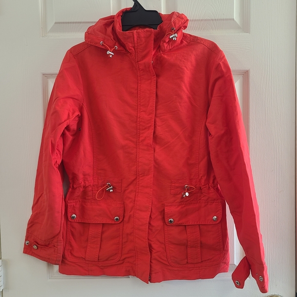 Lands' End Jackets & Blazers - Lands' End Red Hooded Utility Jacket